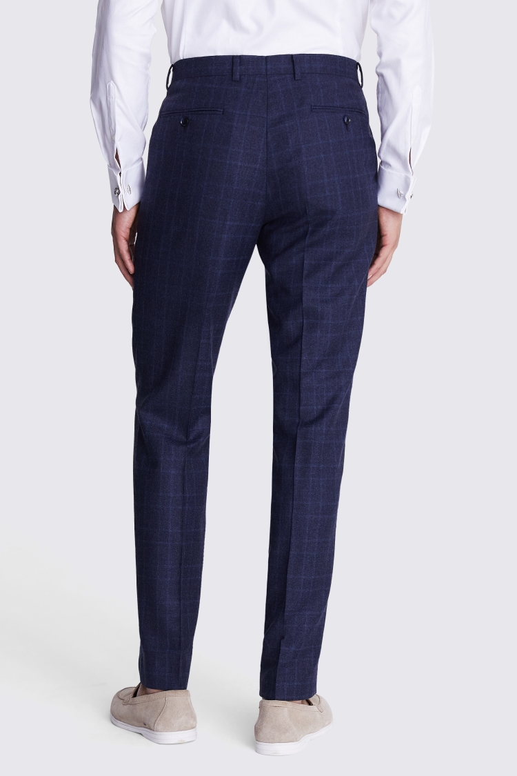 Regular Fit Blue Check Trousers