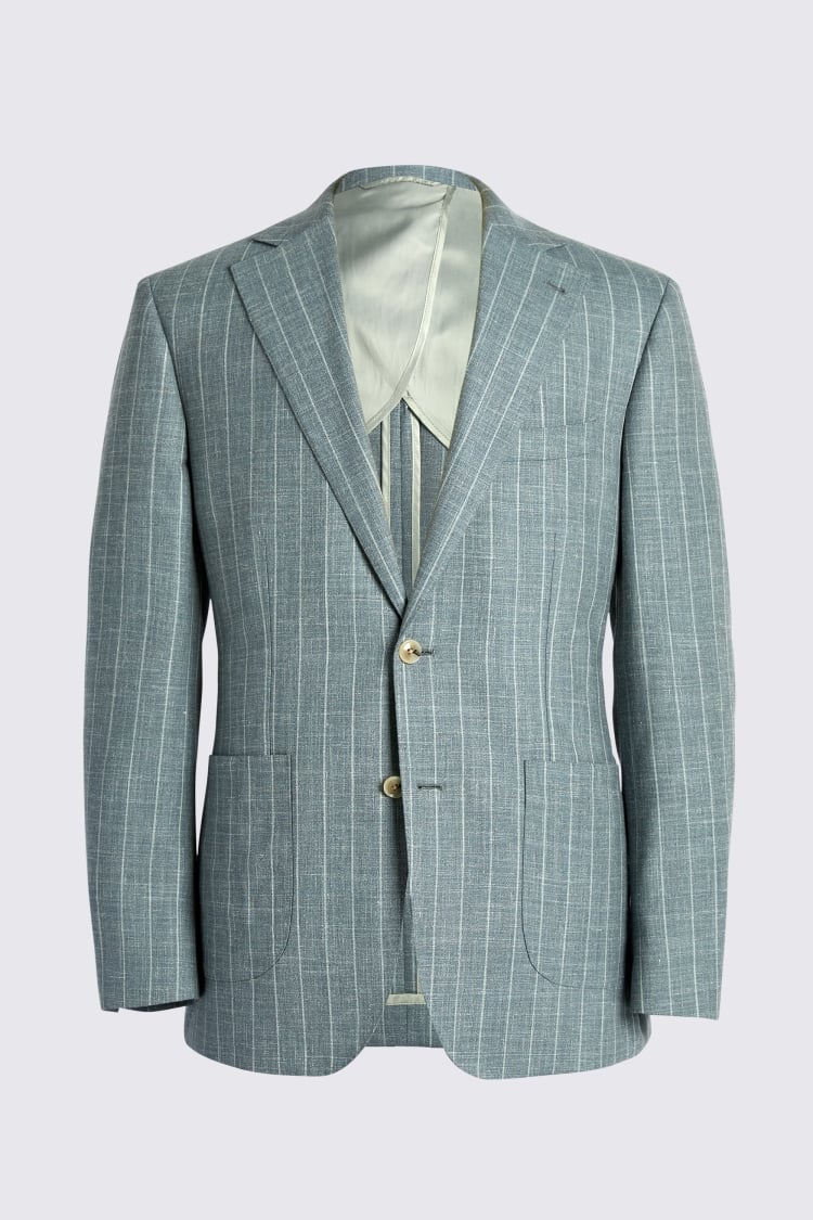 Italian Tailored Fit Green Stripe Jacket