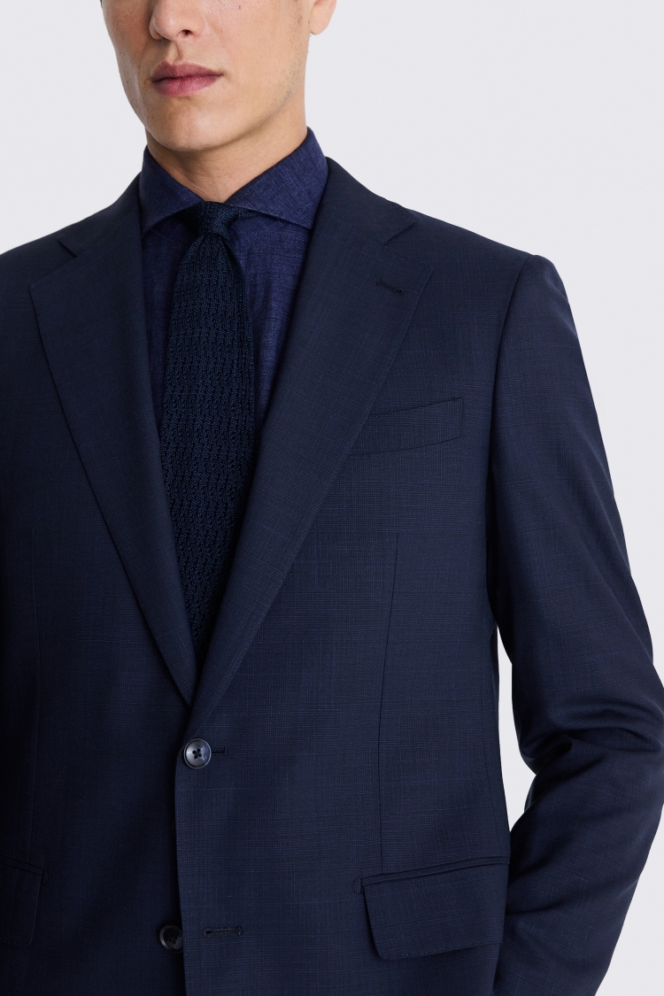Italian Tailored Fit Navy Check Suit