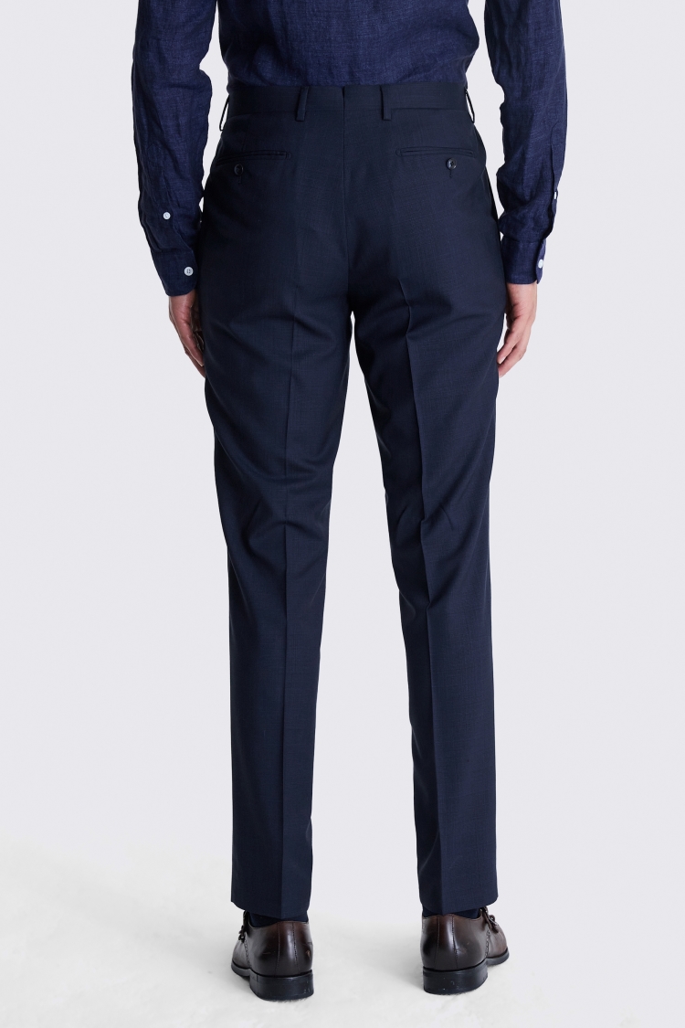 Italian Tailored Fit Navy Check Trousers