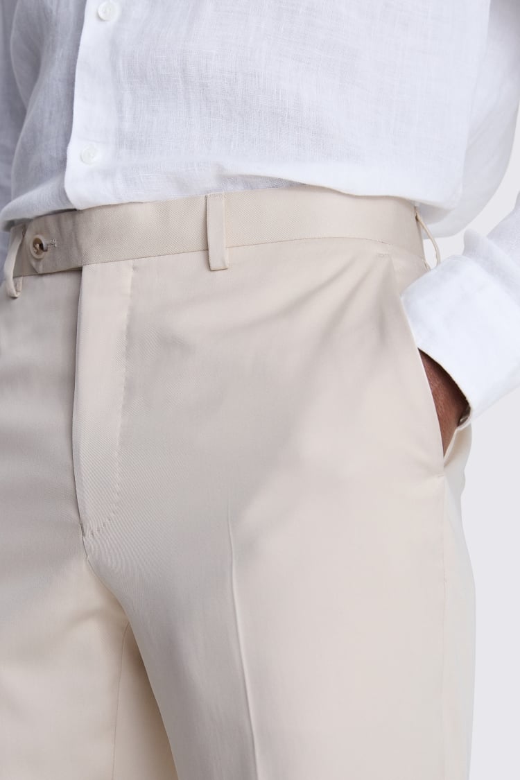 Italian Tailored Fit Light Camel Silk Trousers