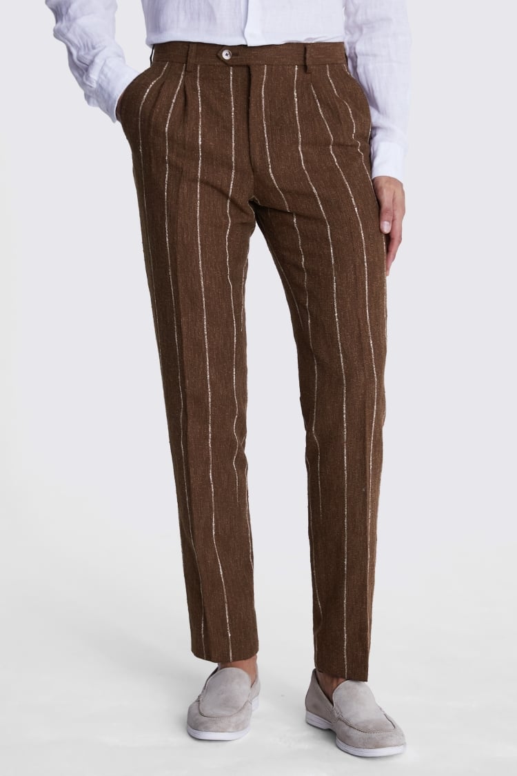 Italian Tailored Fit Copper Stripe Pants