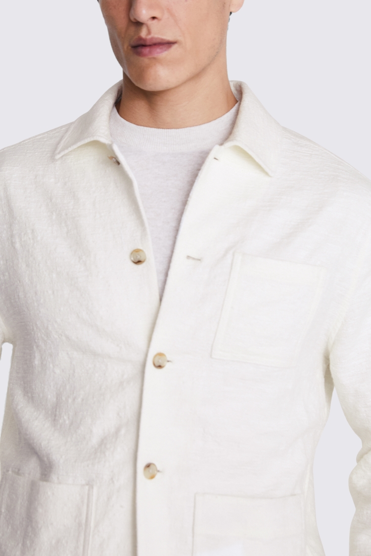 Off White Textured Chore Overshirt