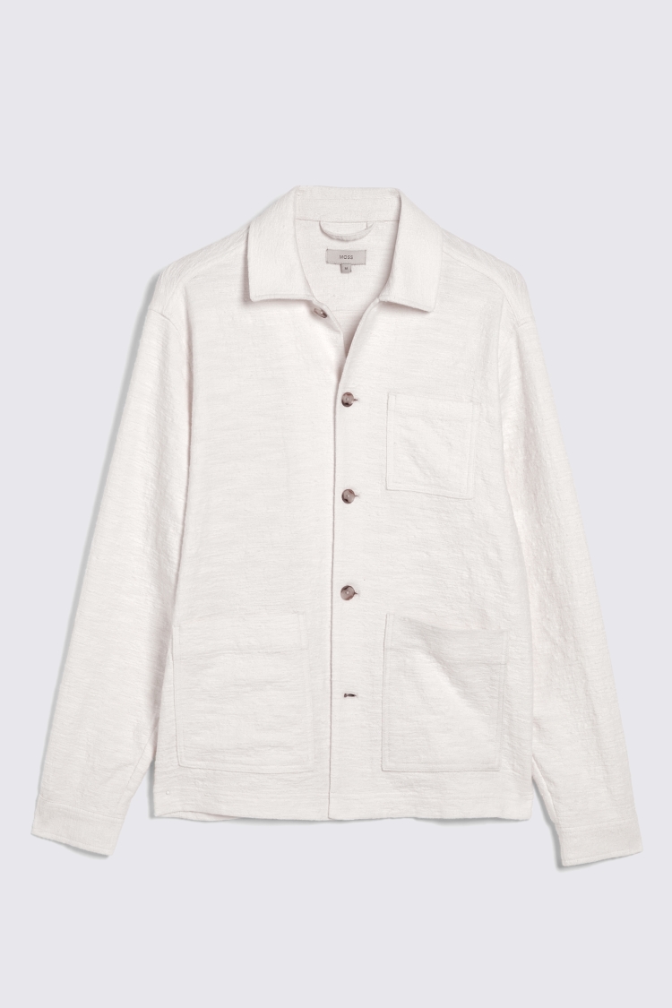 Off White Textured Chore Overshirt