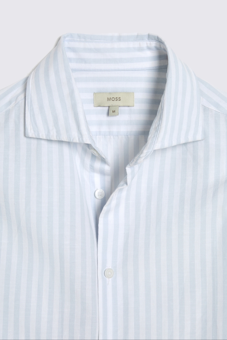 Cotton Linen Sky Bengal Stripe Shirt