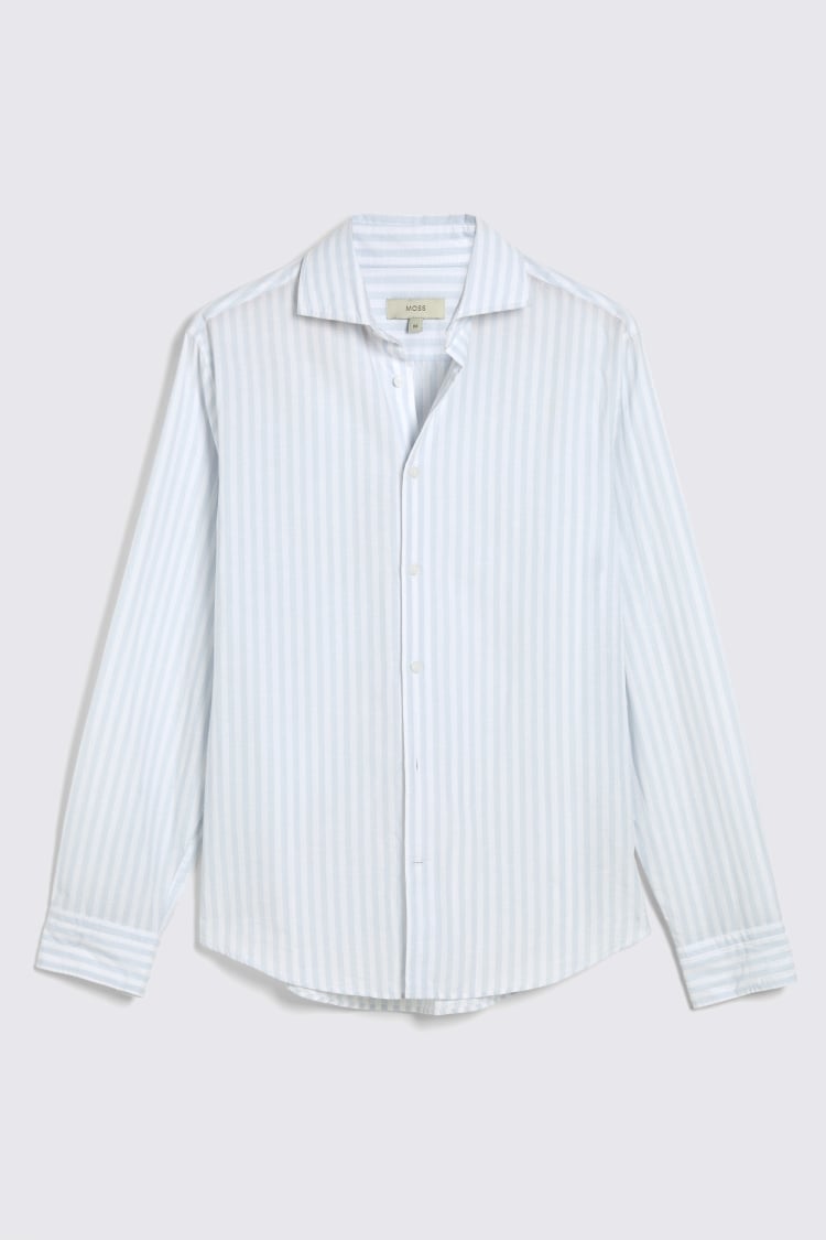 Cotton Linen Sky Bengal Stripe Shirt
