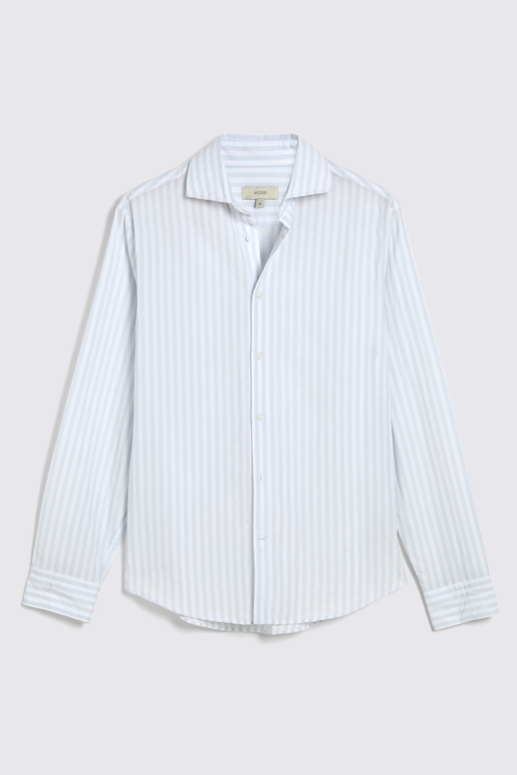 Cotton Linen Sky Bengal Stripe Shirt