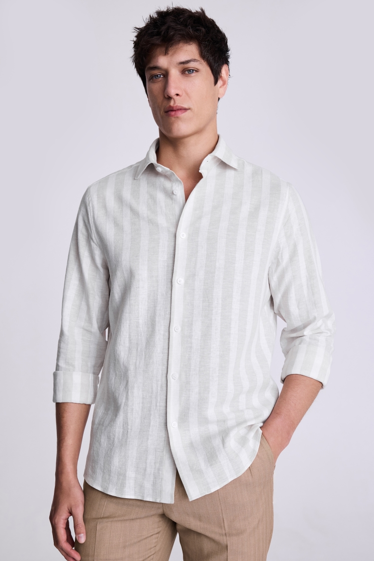 即納可能【OVY新品定価】Cotton Linen Stripe RelaxShirts トップス