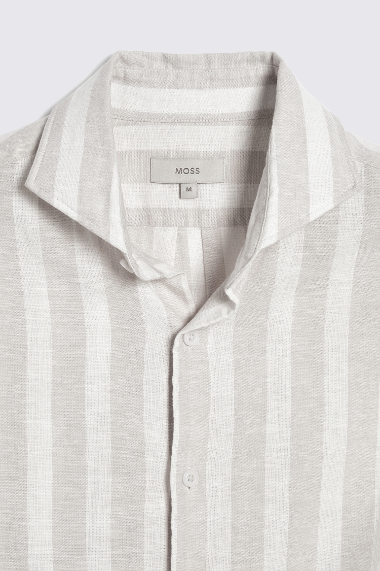 Cotton Linen Camel Stripe Shirt