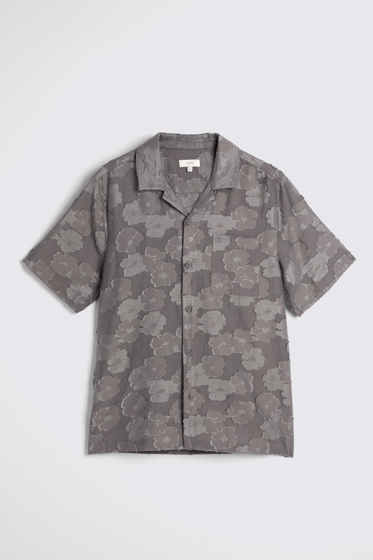 Relaxed Fit Dark Taupe Floral Shirt
