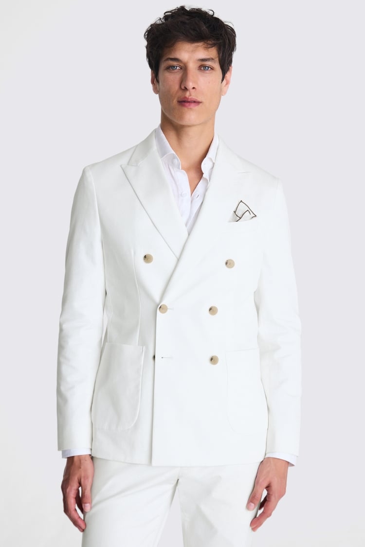 Slim Fit White Cotton Jacket