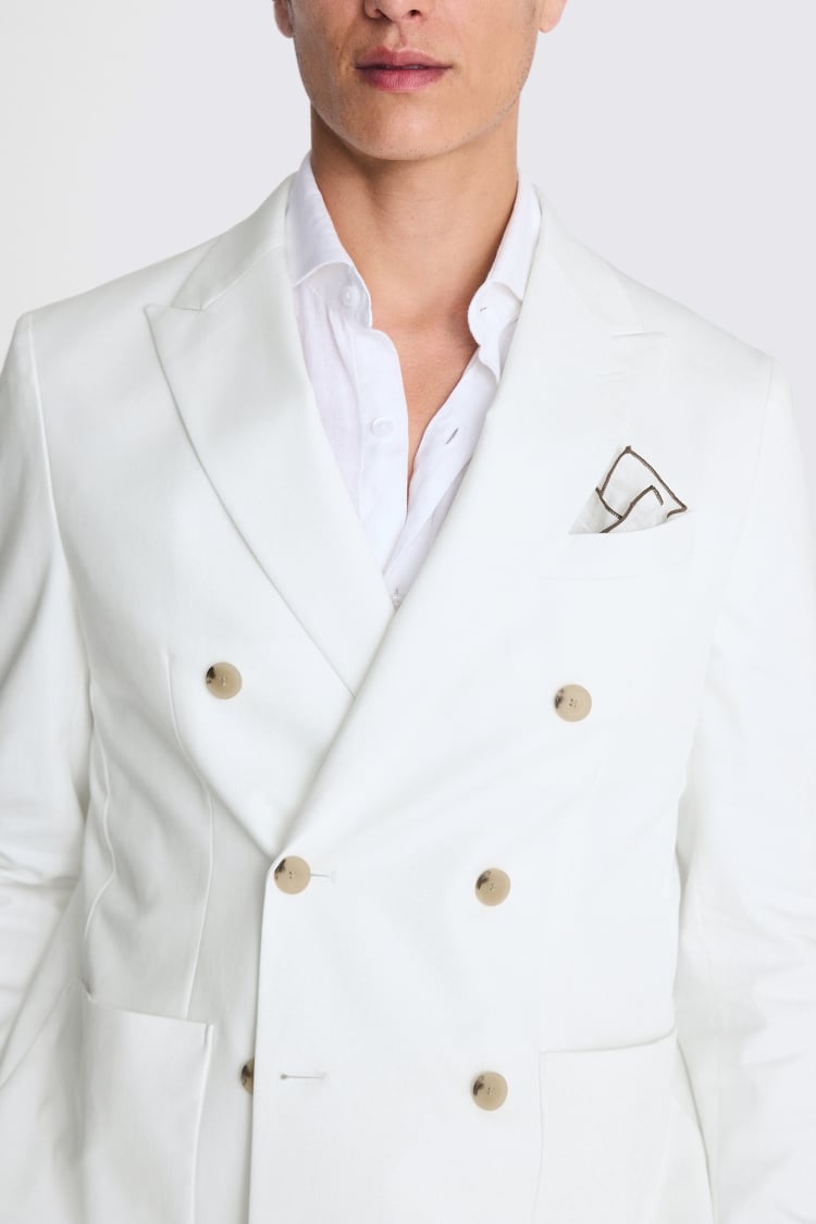Slim Fit White Cotton Suit