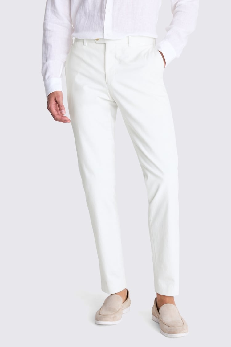 Slim Fit White Cotton Pants