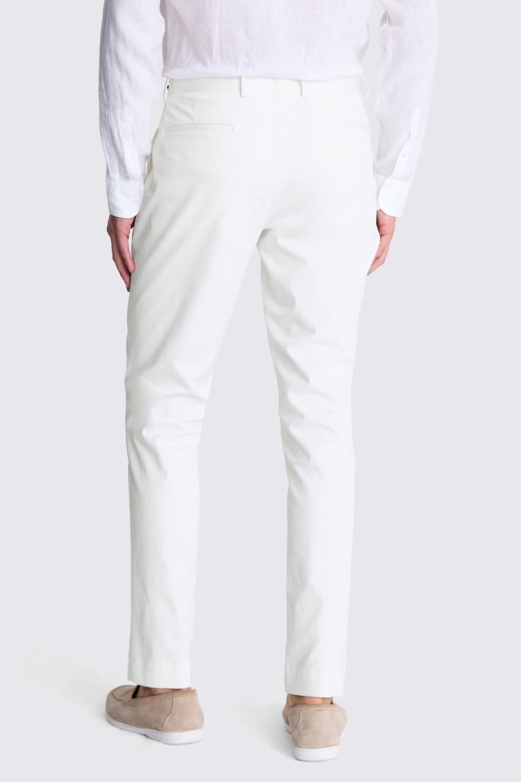 Slim Fit White Cotton Trousers