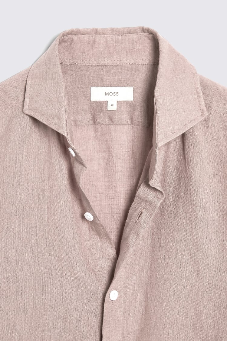Tailored Fit Dusty Pink Linen Shirt