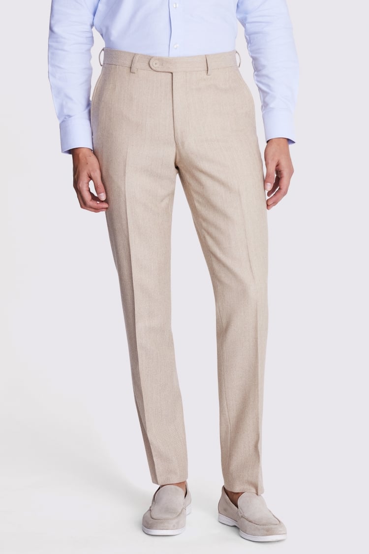 Tailored Fit Camel Twill Trousers