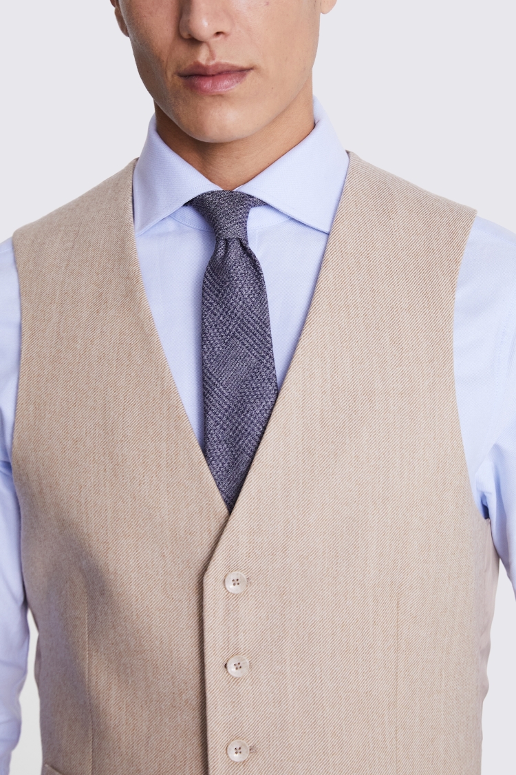 Tailored Fit Camel Twill Waistcoat