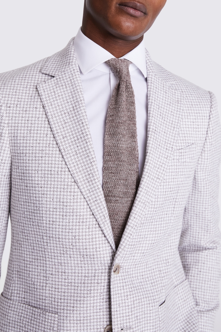 Tailored Fit Taupe White Houndstooth Suit