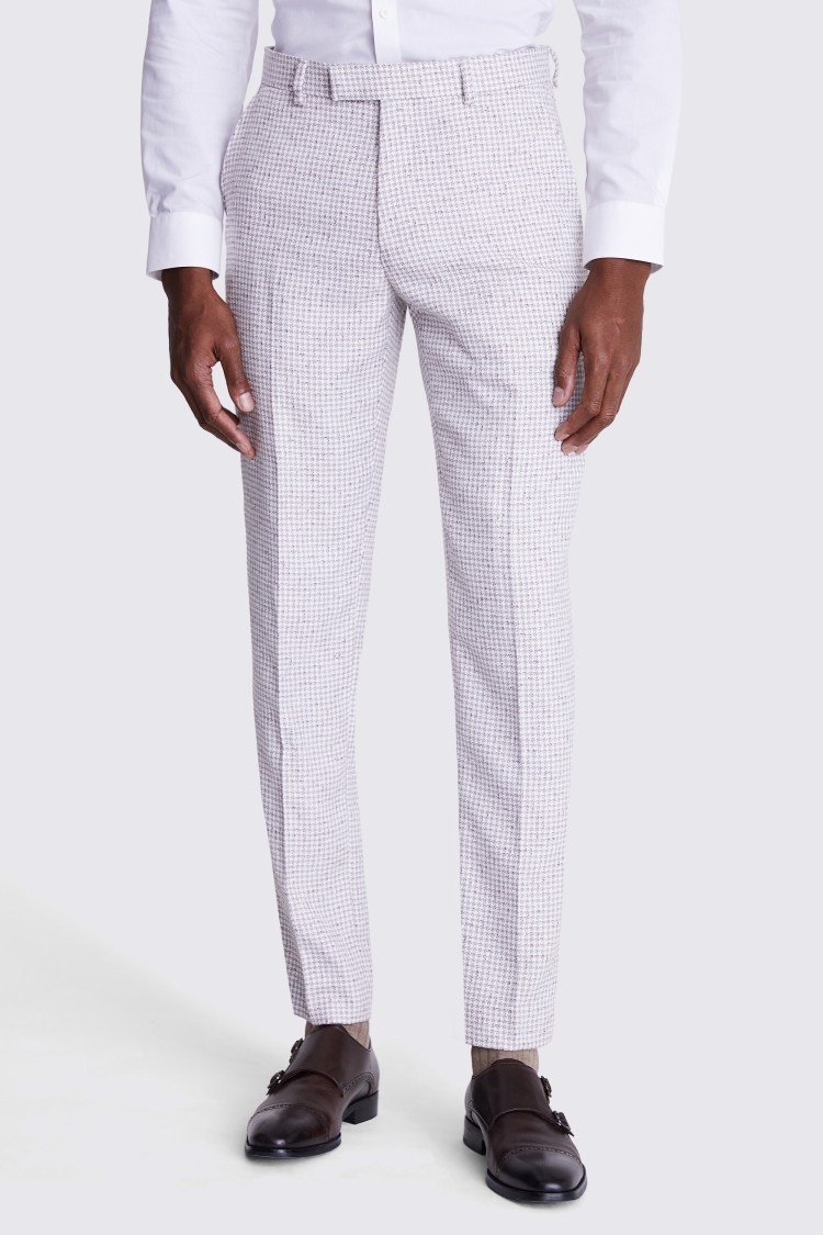 Tailored Fit Taupe White Houndstooth Suit