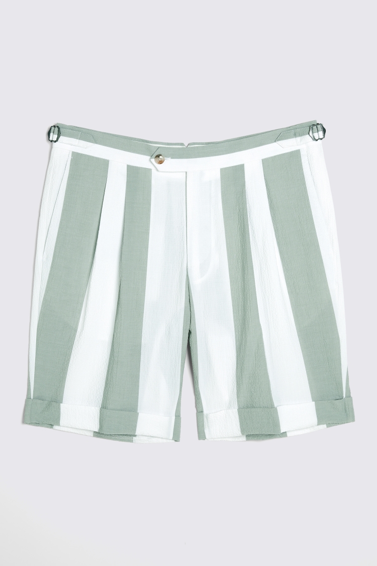 Sage Striped Seersucker Shorts
