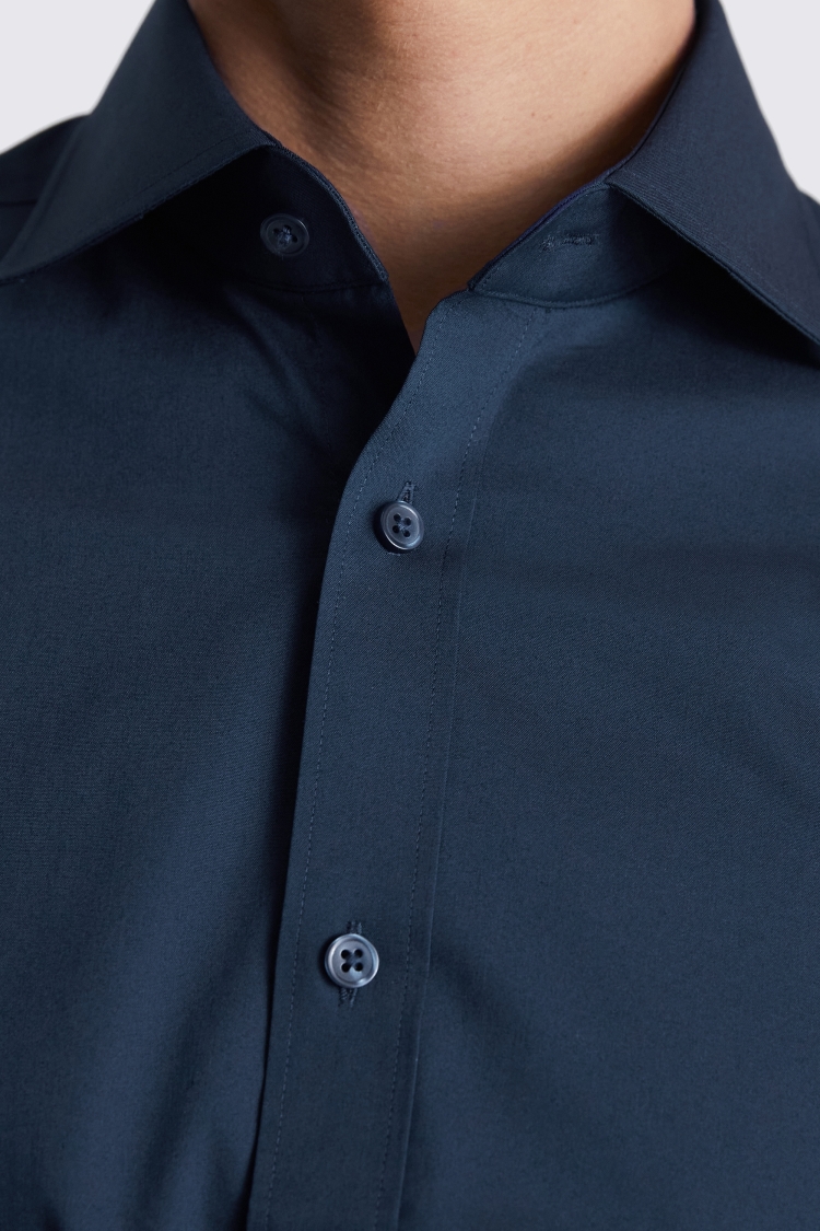 Tailored Fit Dark Blue Stretch Shirt | Buy Online at Moss
