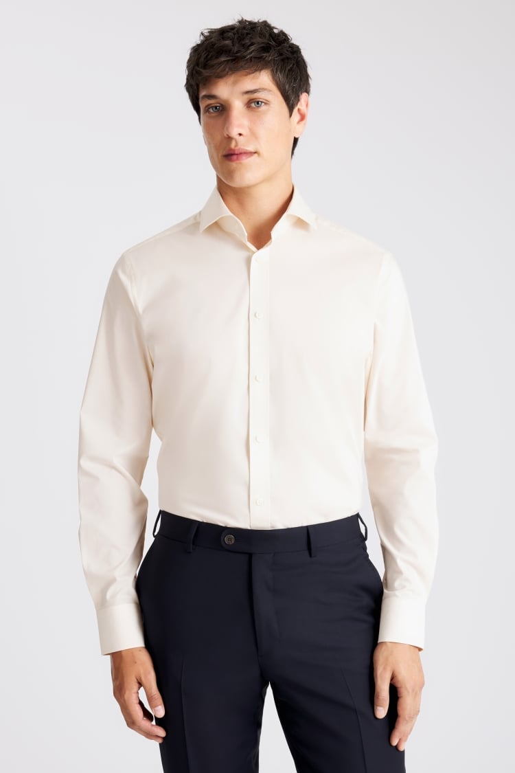 Tailored Fit Off White Stretch Shirt