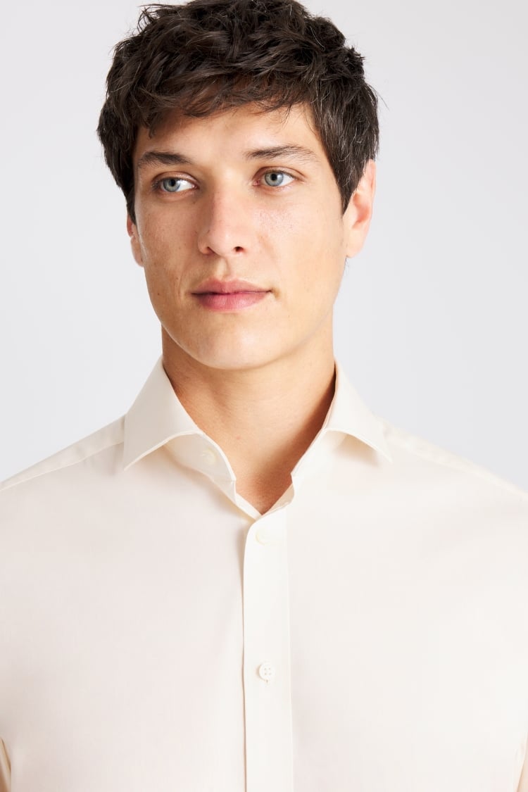 Tailored Fit Off White Stretch Shirt
