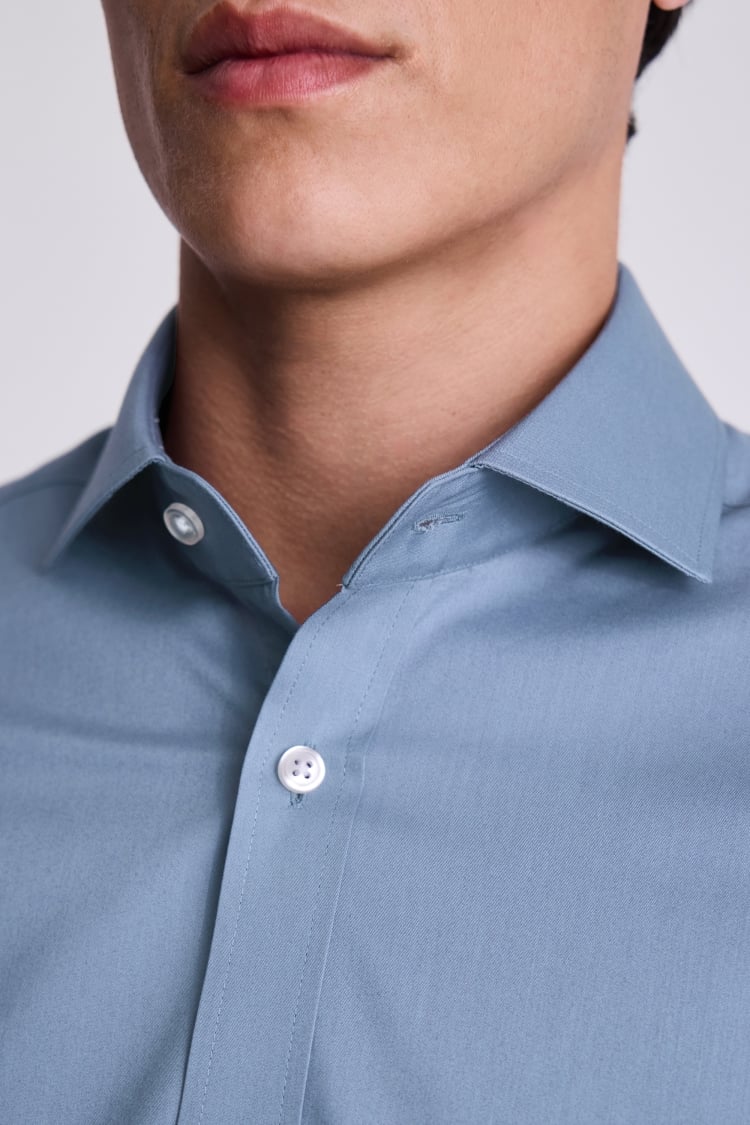 Tailored Fit Mid Blue Stretch Shirt