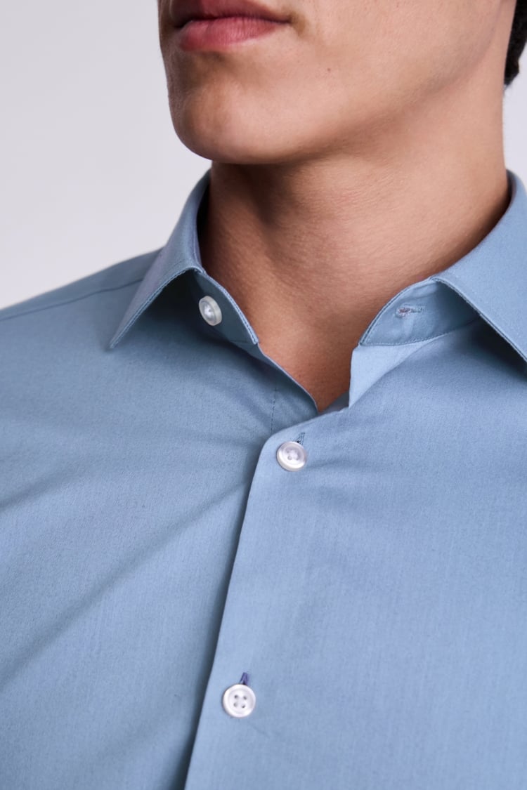 Slim Fit Mid Blue Stretch Shirt 