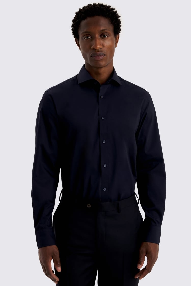Slim Fit Dark Navy Stretch Shirt