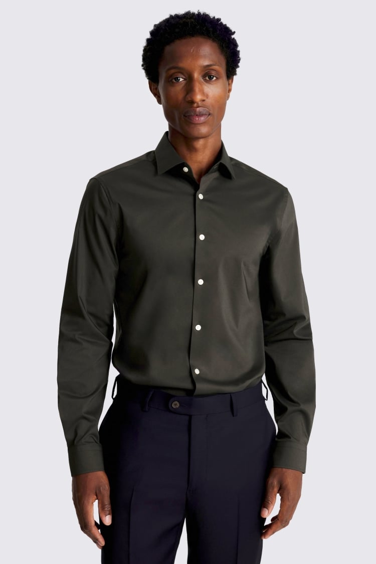 Slim Fit Green Stretch Shirt