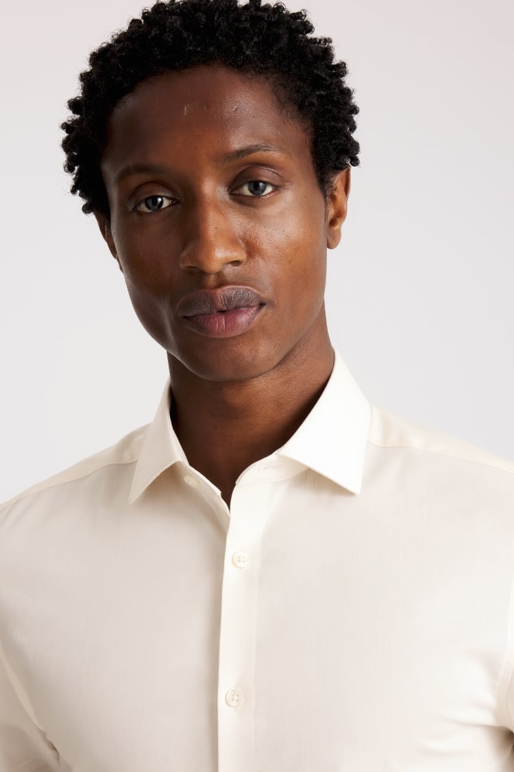 Slim Fit Off White Stretch Shirt