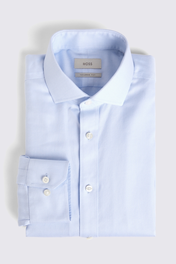 Tailored Fit Sky Textured Dobby Non-Iron Shirt