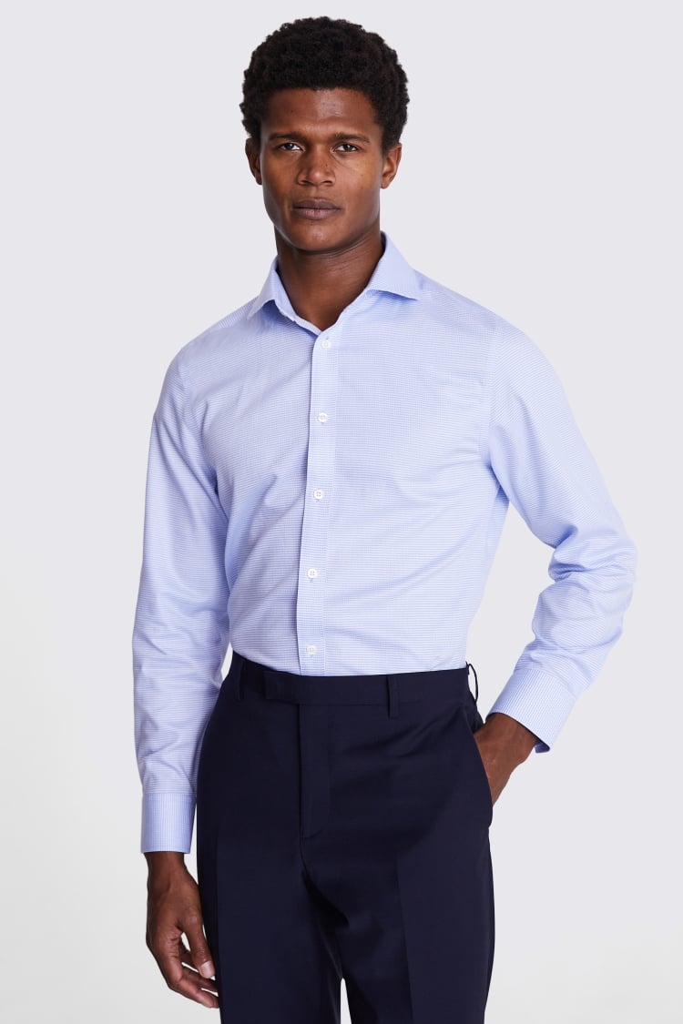 Tailored Fit Sky Oval Textured Non-Iron Shirt