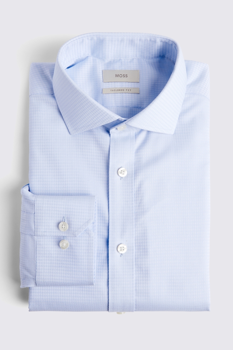 Tailored Fit Sky Puppytooth Non-Iron Shirt