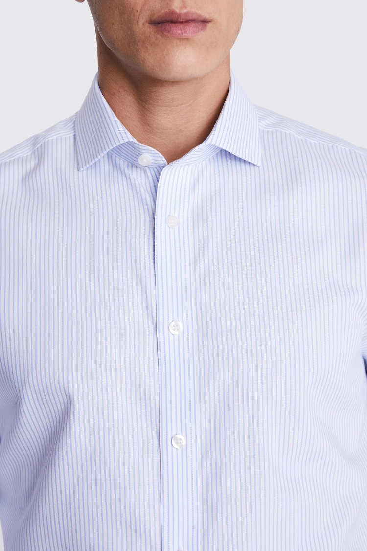 Tailored Fit Sky Royal Oxford Stripe Non-Iron Shirt