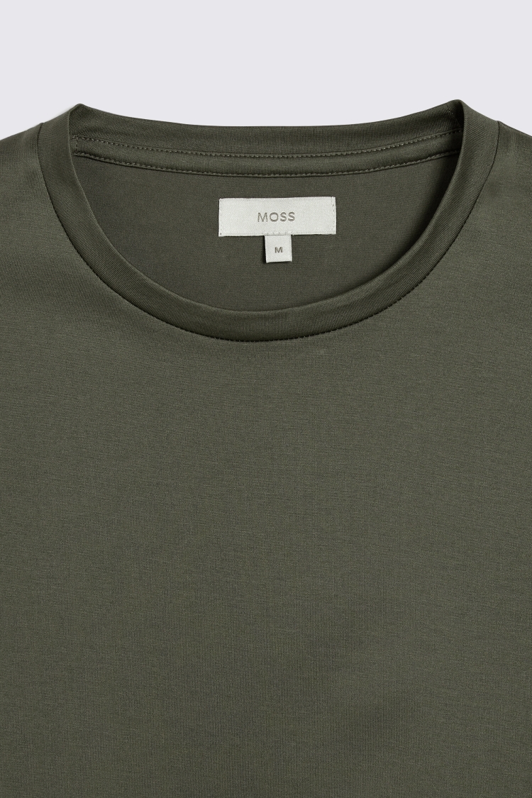 Khaki Mercerised Crew-Neck T-Shirt