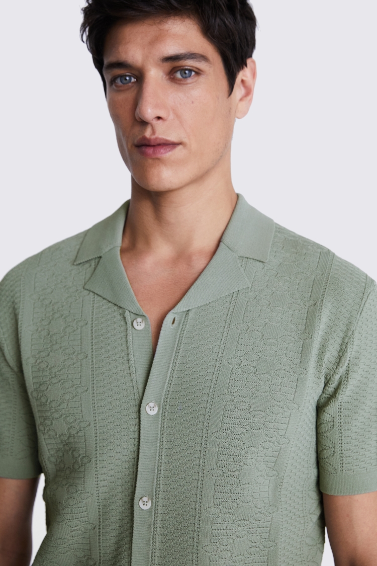 Sage Pointelle Knitted Shirt