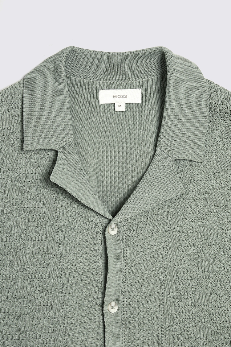Sage Pointelle Knitted Shirt