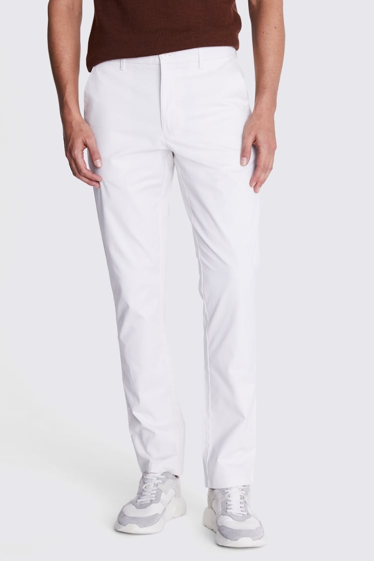 Tailored Fit Off White Stretch Chinos 