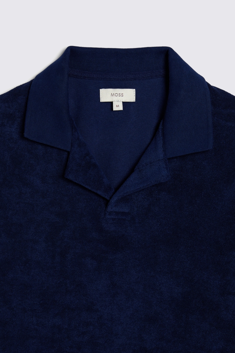 Navy Terry Towelling Skipper Polo
