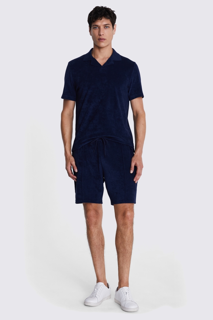 Navy Terry Towelling Skipper Polo