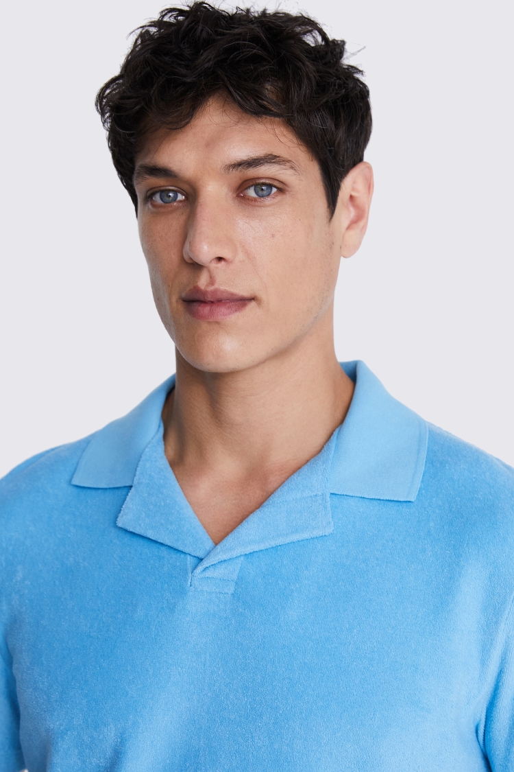 Blue Terry Towelling Skipper Polo