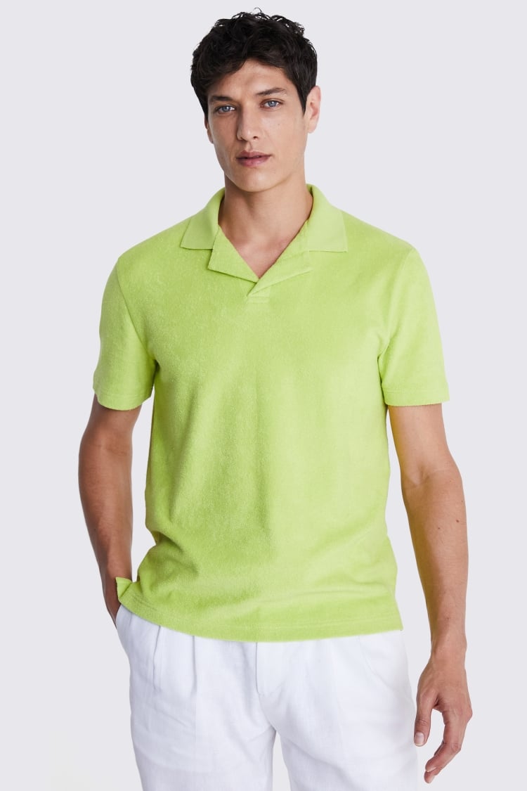 Lime Green Terry Towelling Skipper Polo