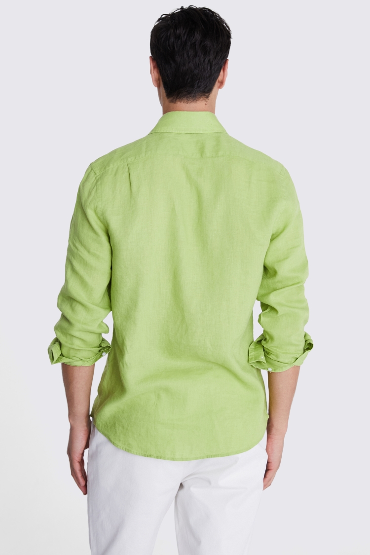 Tailored Fit Acid Green Linen Shirt