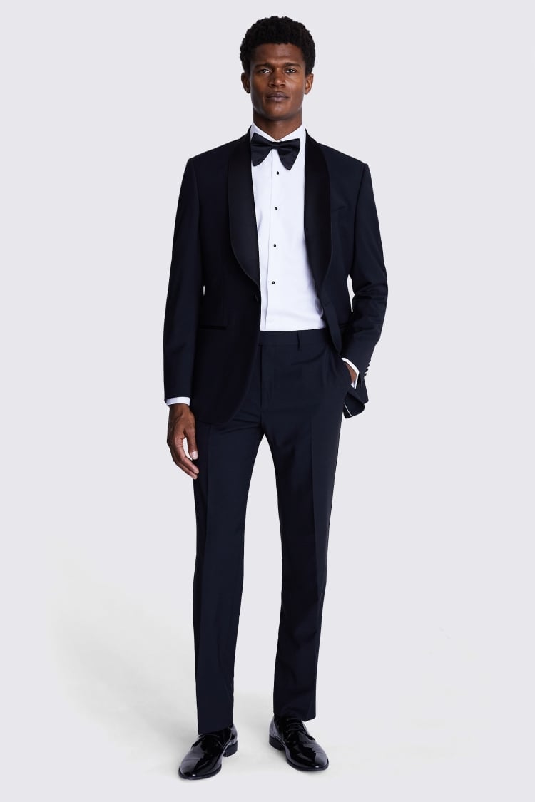 Regular Fit Black Shawl Jacket