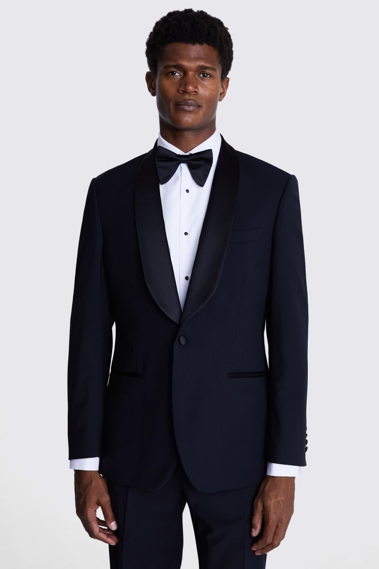 Regular Fit Black Shawl Jacket