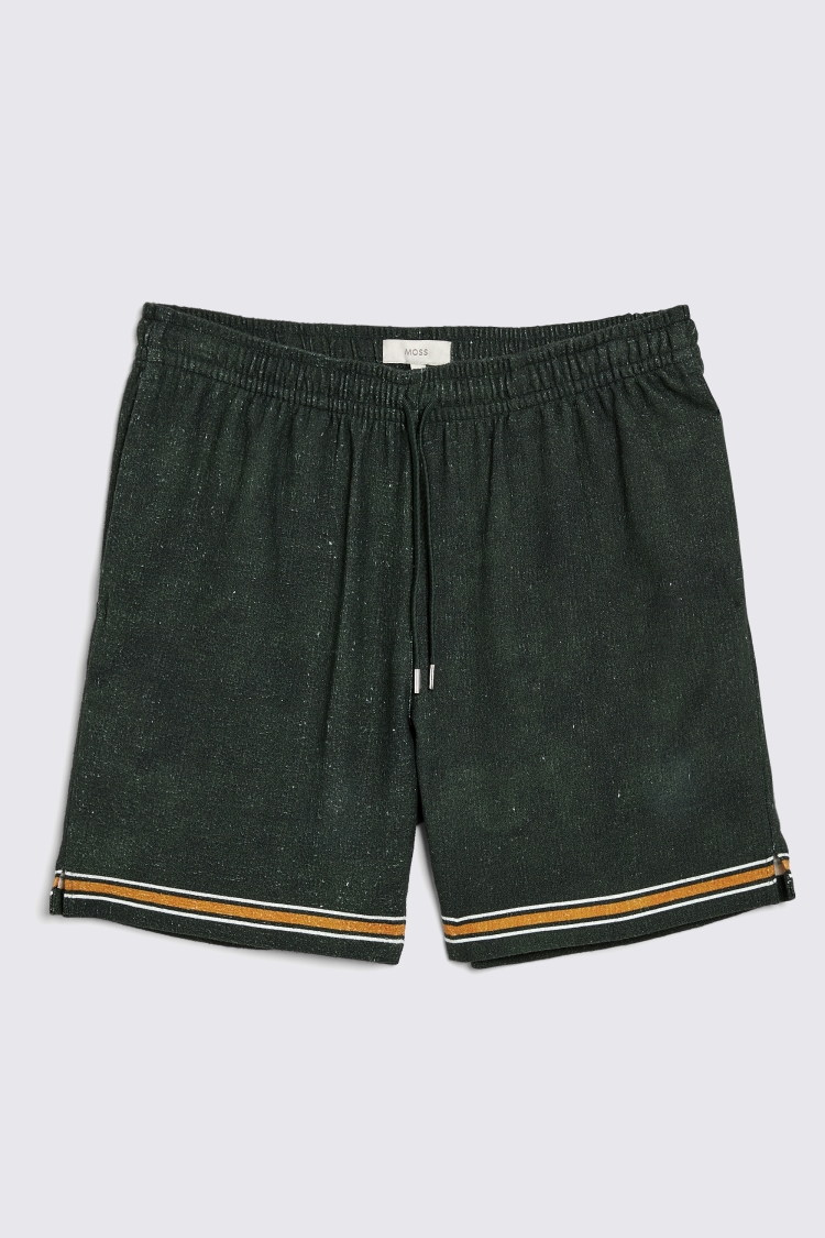 Off white and Green Border Print Shorts