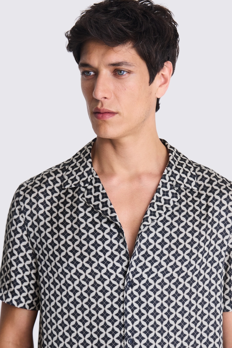 Navy Geo Print Shirt