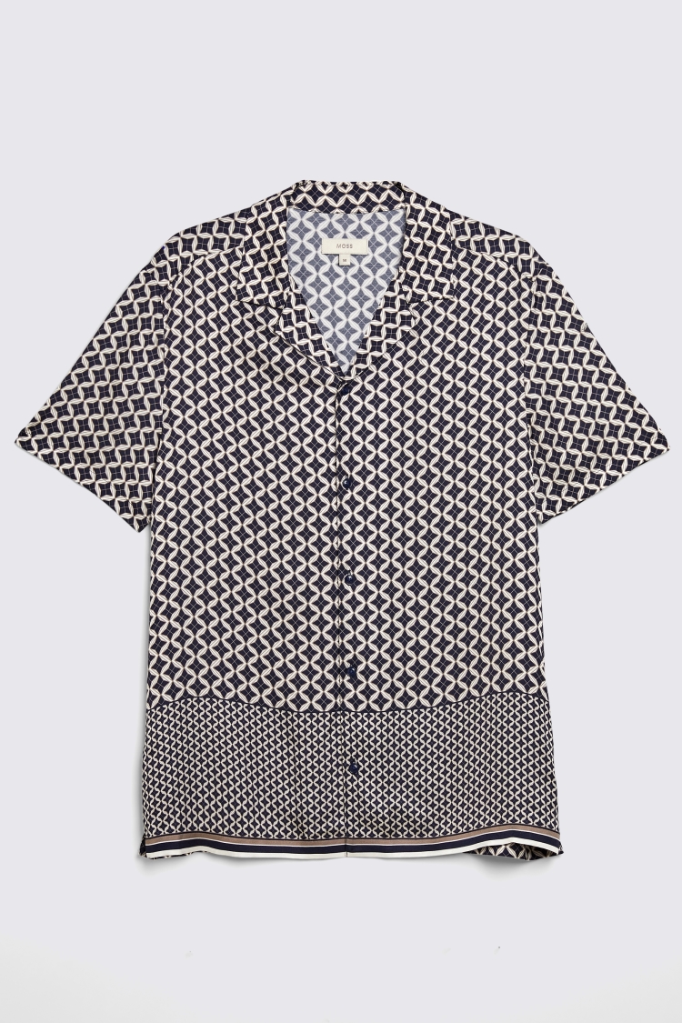 Navy Geo Print Shirt